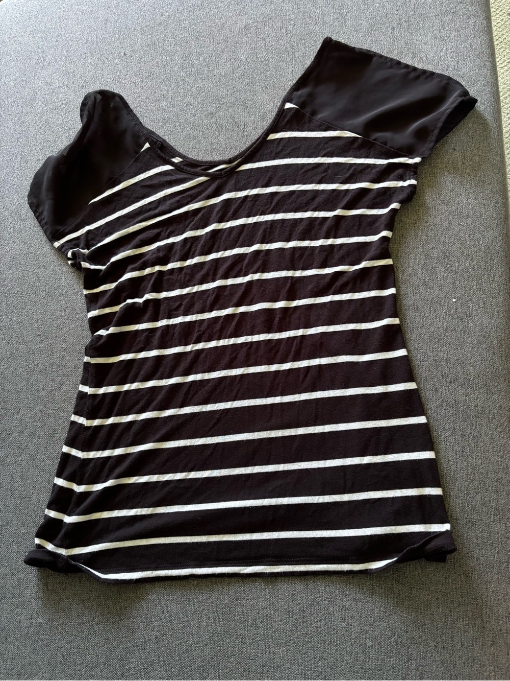 Apt. 9 Black and White Striped Short Sleeve Tee